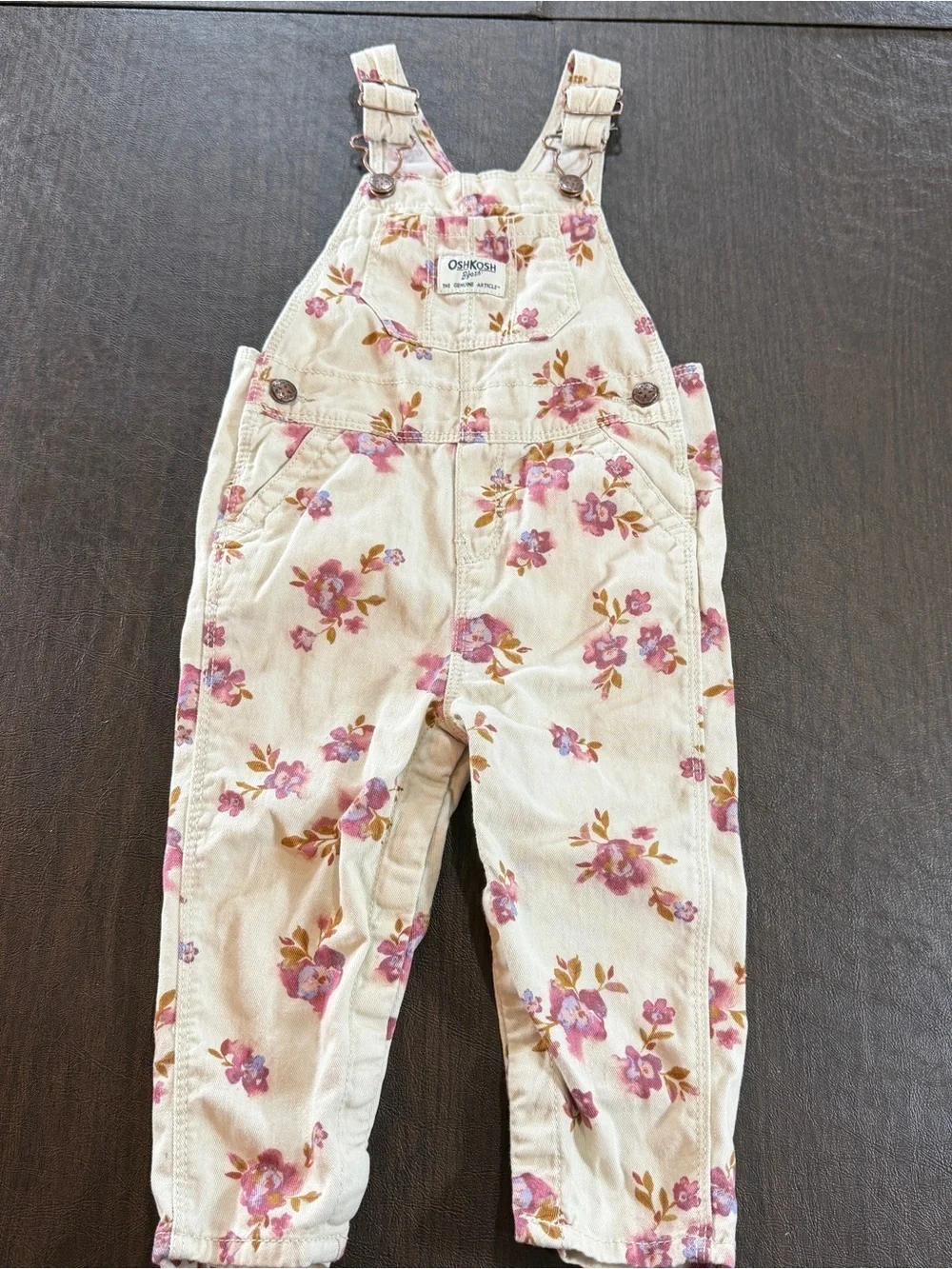 OshKosh B'gosh Cream Floral Overalls 18M 100% Cotton